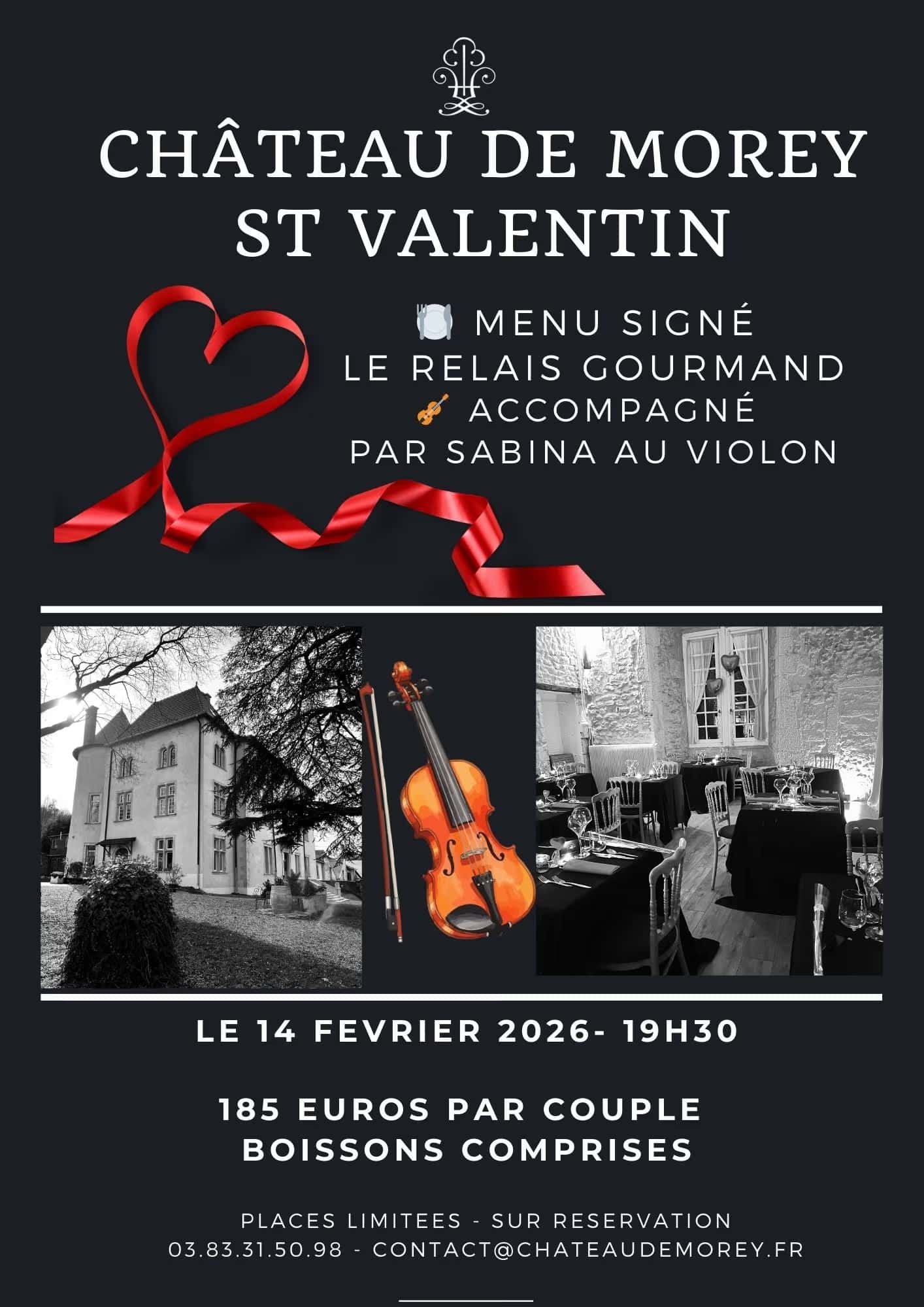 Saint-Valentin 2026 au Château de Morey : dîner dansant et violon en live